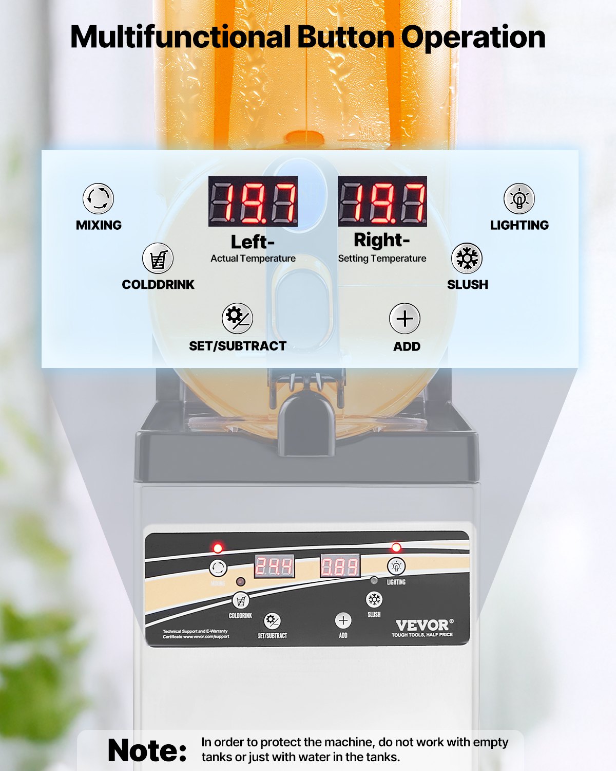 15L Commercial Slushy Machine for Frozen Drinks Margaritas & Smoothies