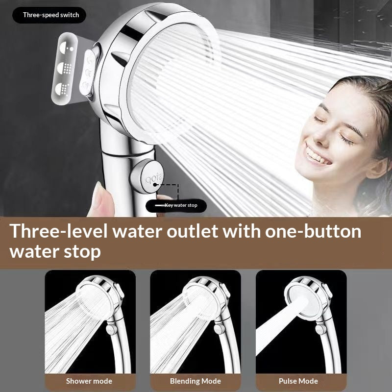 Three-Setting Pressurized Shower Faucet Set with Handheld Head & Stainless Steel Pipe