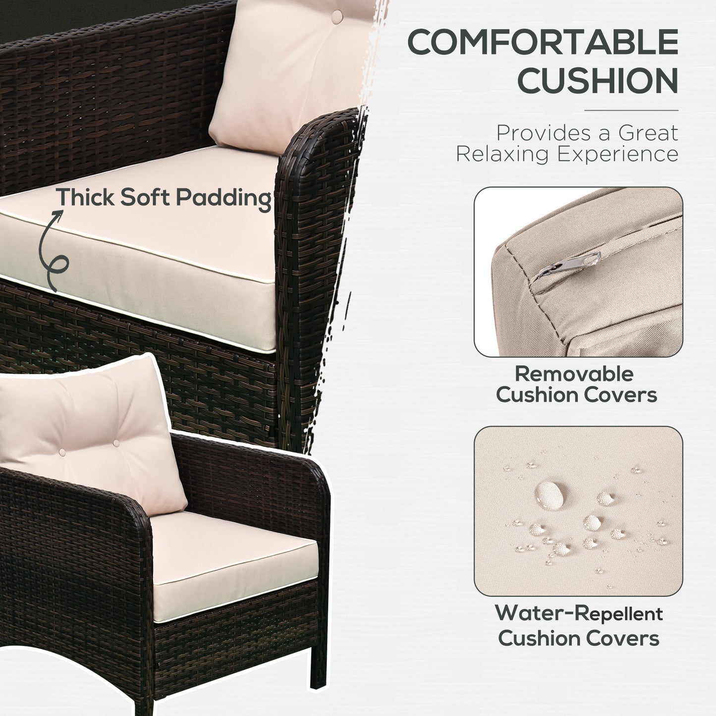 5-Piece Rattan Wicker Outdoor Patio Conversation Set
