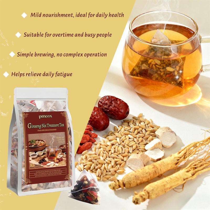 Ginseng Liubao Qixue Health Tea - 15 Pieces