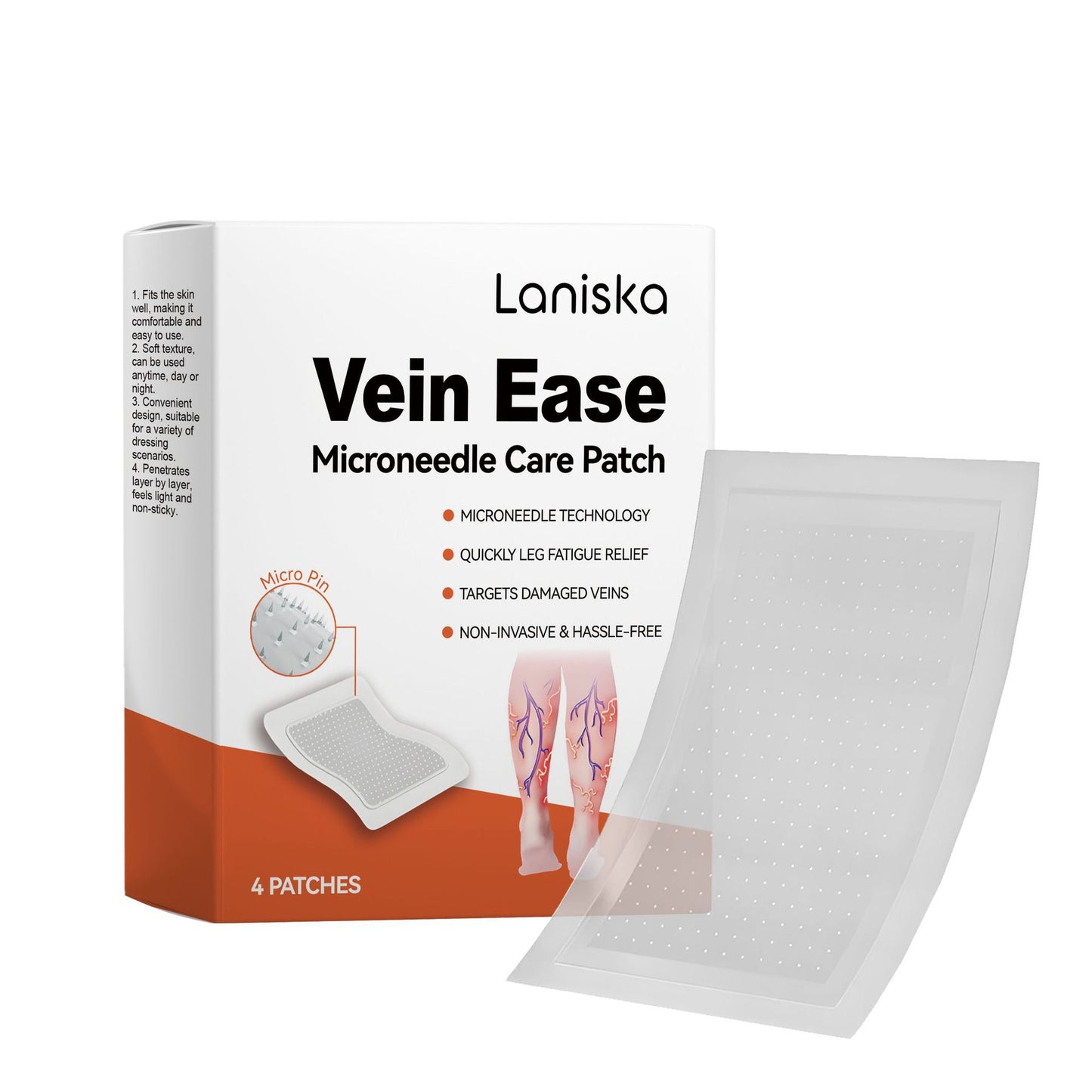 Leg Nursing Adhesive Bandages for Discomfort Relief - 4 Patches