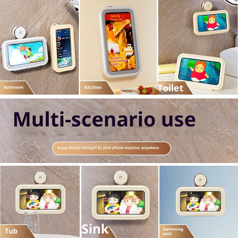 Waterproof Mobile Phone Holder with Suction Cup for Bathroom