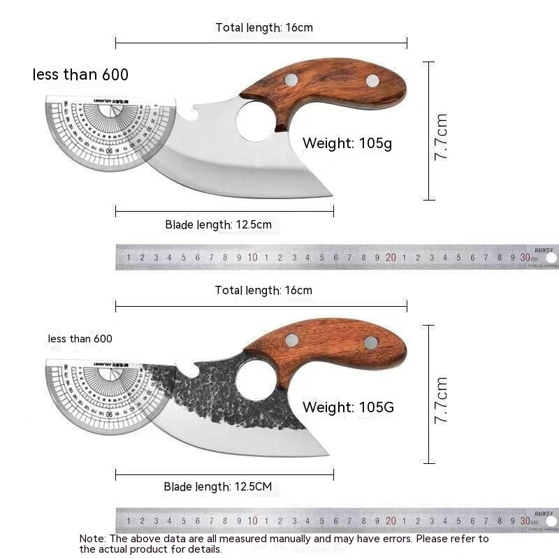Multi Functional Curved Kitchen Meat Knife - Portable Handle, Forged Steel