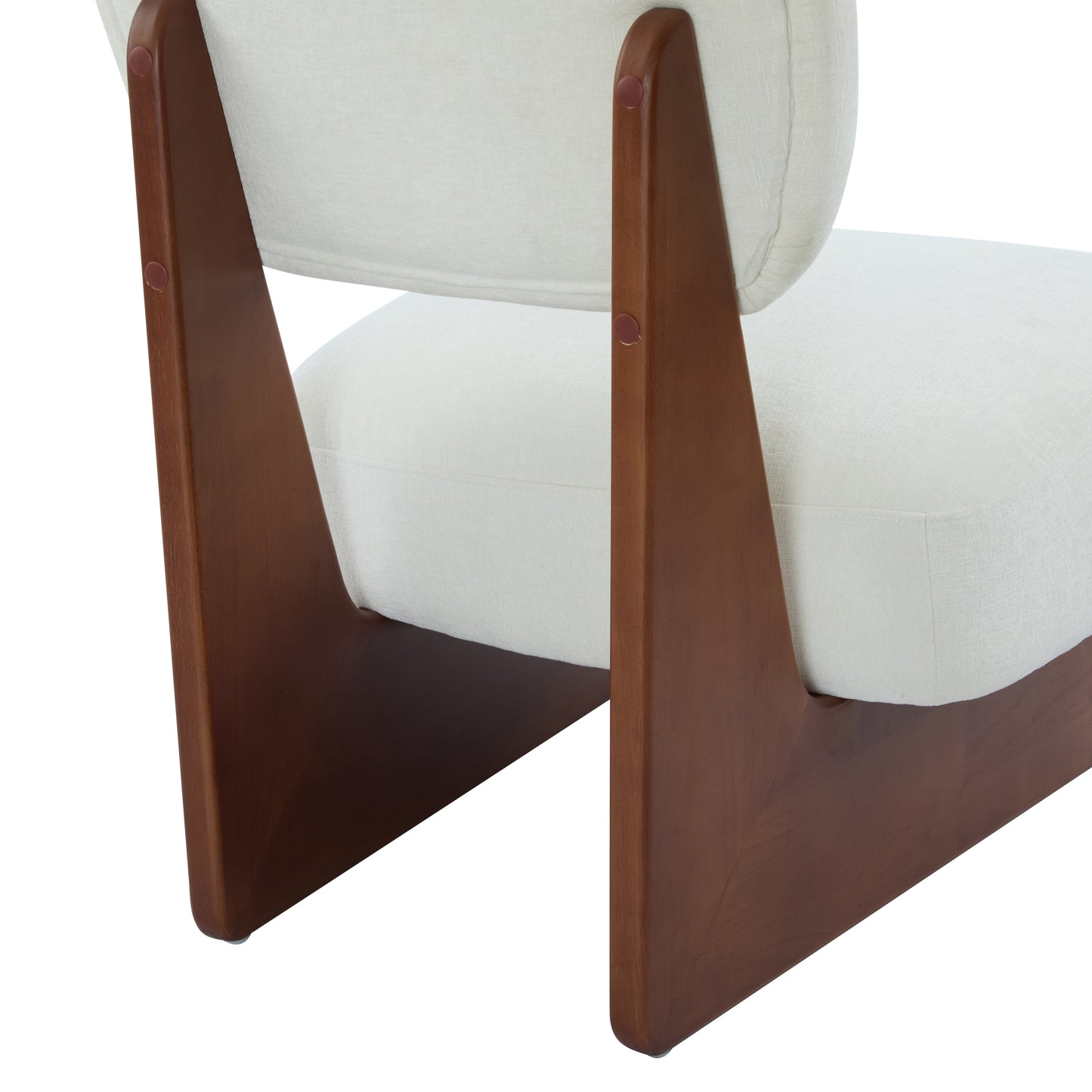 Modern Beige Lounge Chair With Polyester Upholstery, Sturdy Wood Base