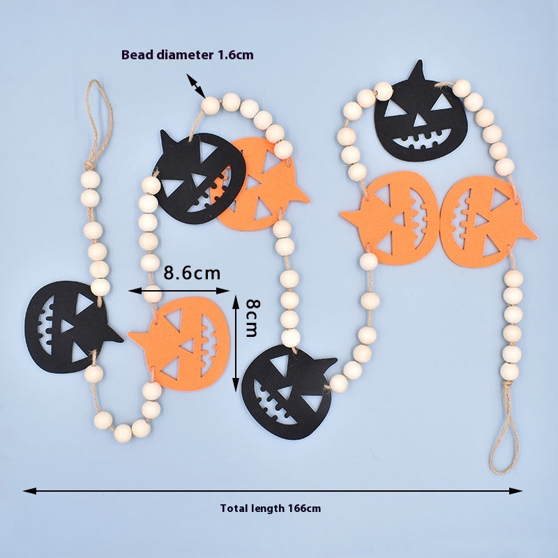 Halloween Wooden Bead Rope Wall Decoration Festival Pendant