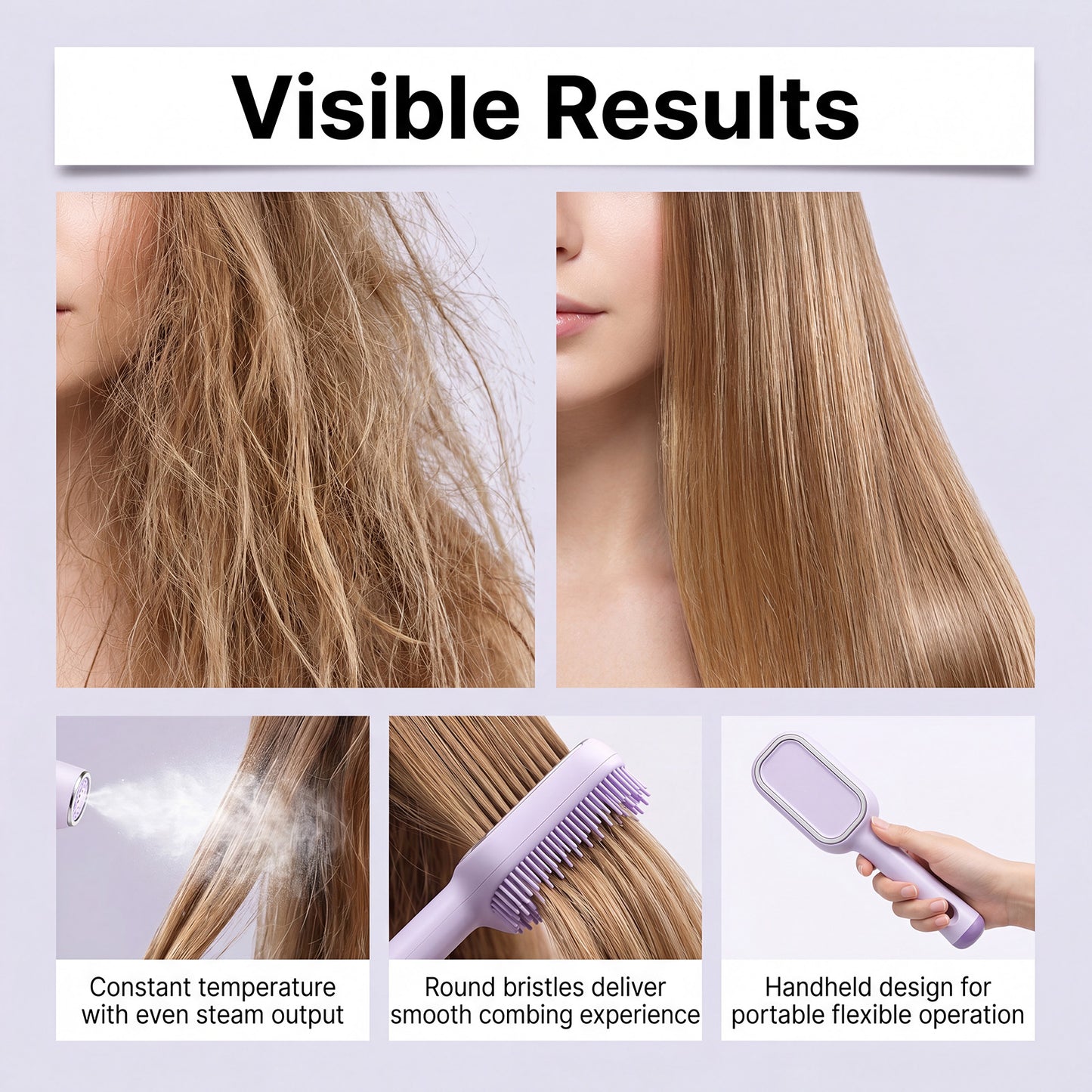 Electric Mist Massage Comb for Face Skin Care - Purple