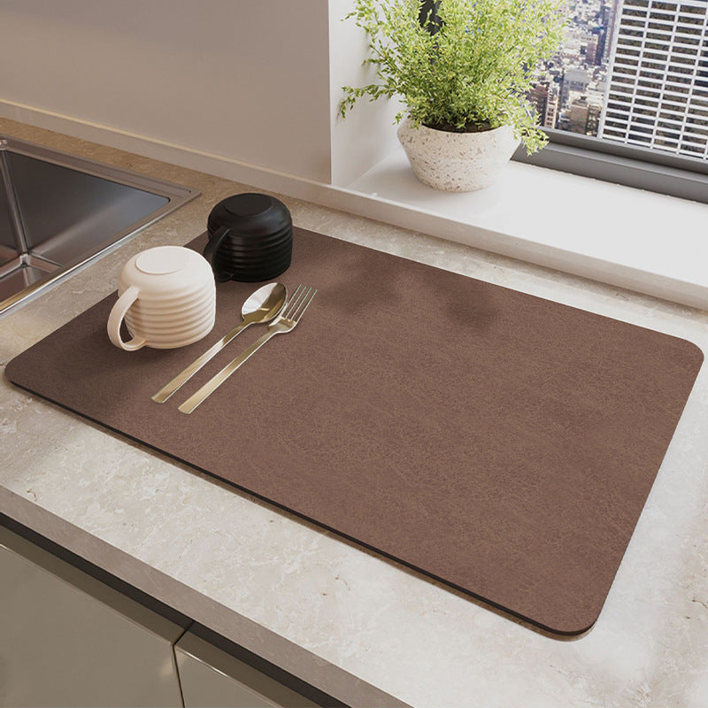 Absorbent Dish Drying Mat Water Drainage Pad for Kitchen Counter Non-Slip