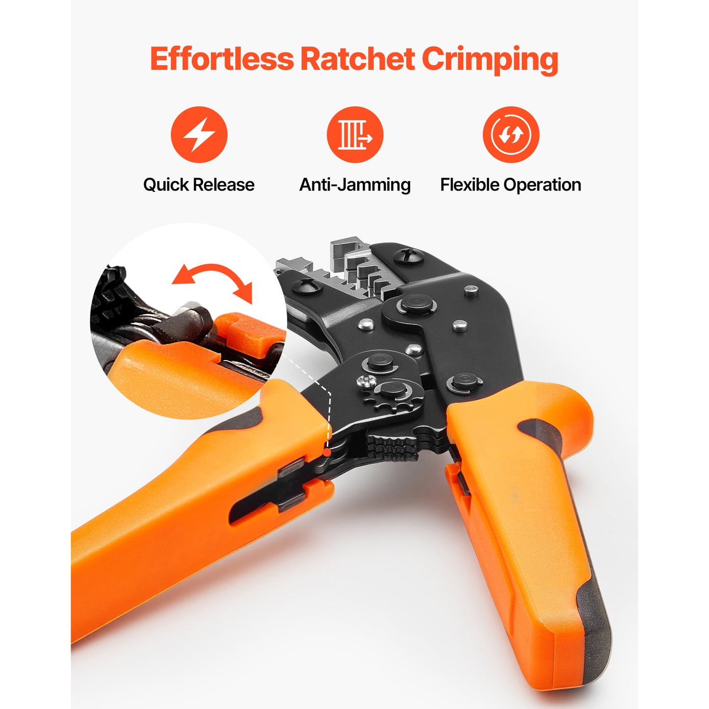 Crimping Tool 24-12 AWG Wire Crimper with Ratchet & Adjustable Pressure