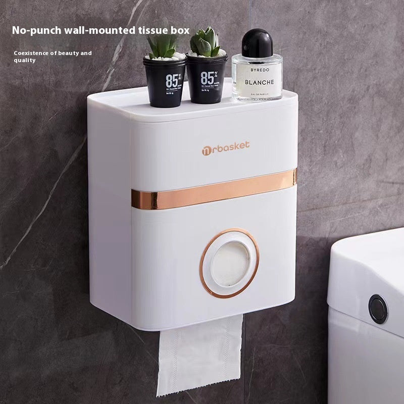 Bathroom Storage Rack with Waterproof Double Layer Paper Holder - Modern Plastic Organizer