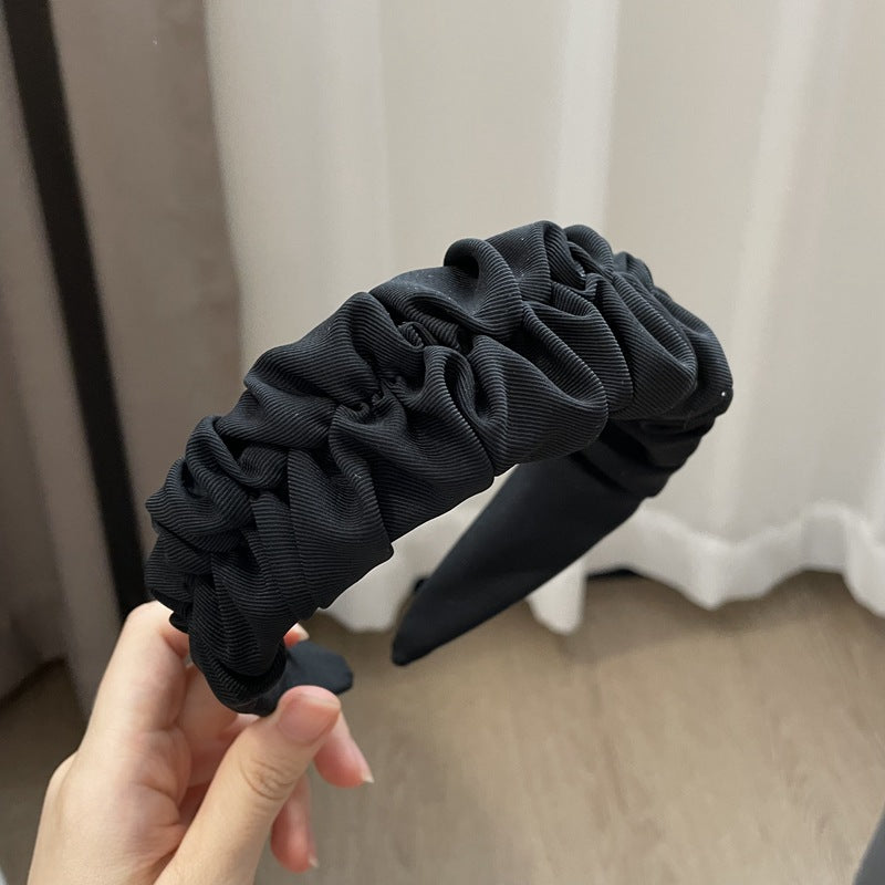 Vintage Pleated Wide Edge Hair Band - Retro Hair Accessories for Women