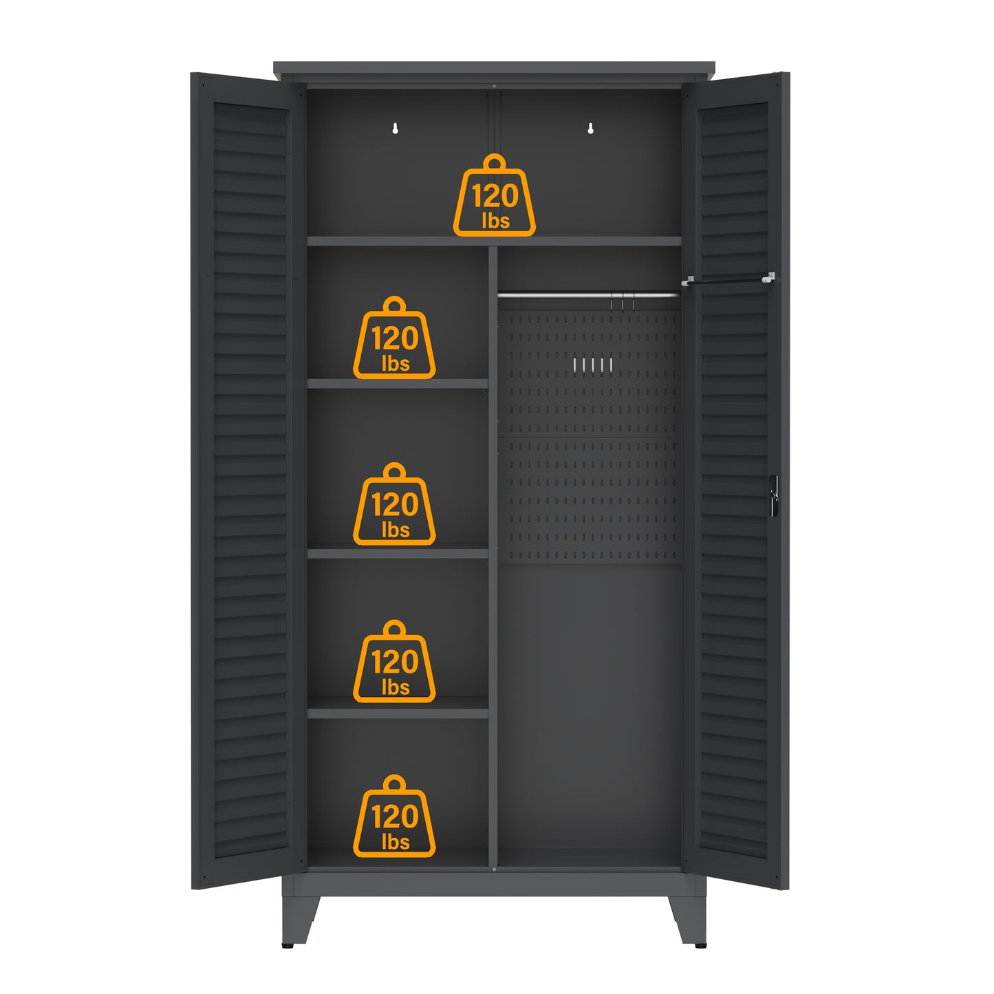 73'' Tall Metal Tool Storage Cabinet - Slate Finish
