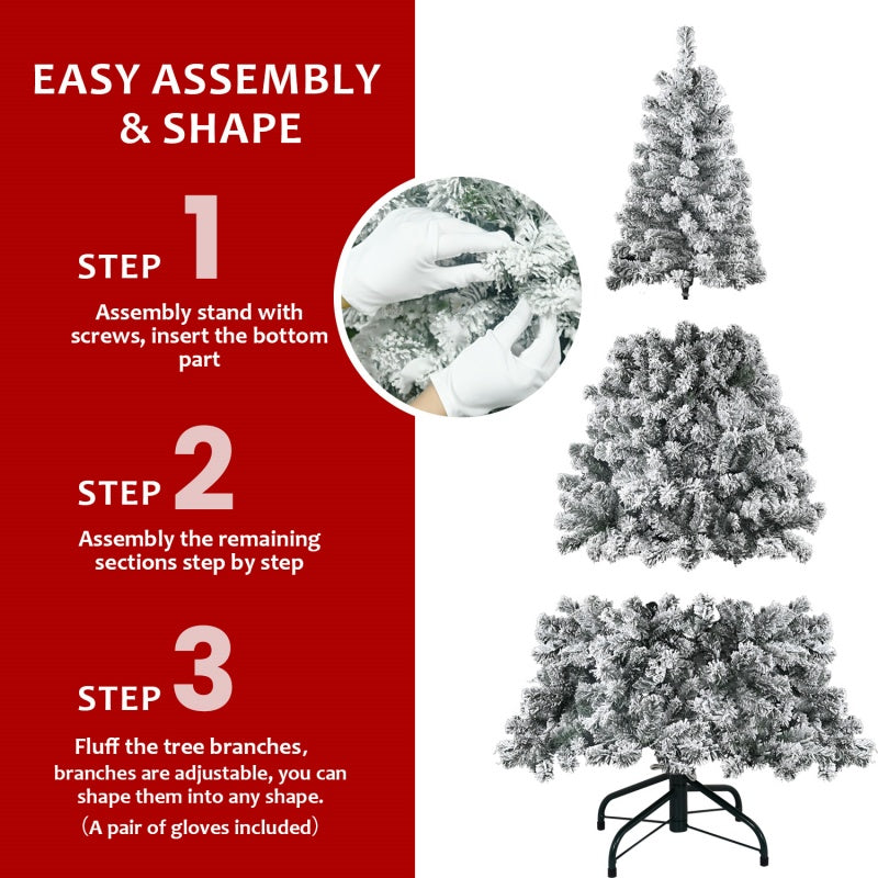 4ft Snow Flocked Artificial Christmas Tree with Foldable Base