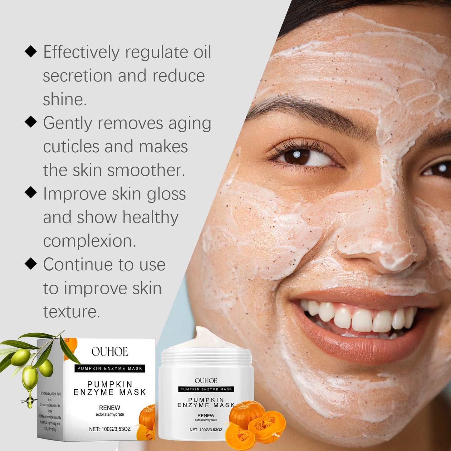 Pumpkin Enzyme Facial Mask - Deep Pore Cleansing & Nourishing Skin Care
