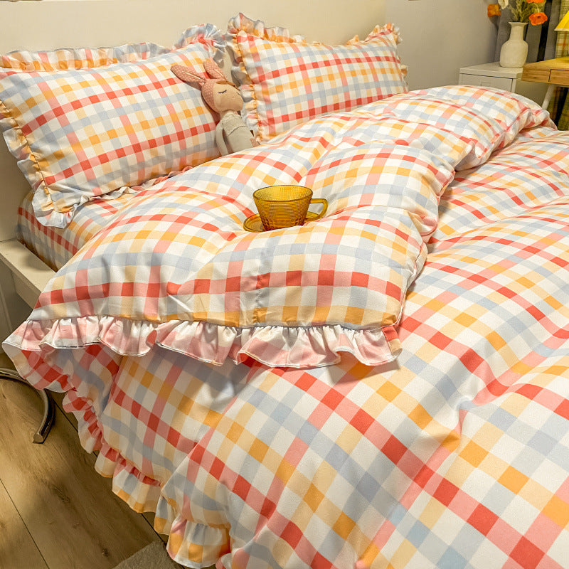 Princess Heart Bedding Set for 1.8M Bed - Kids Girl Bed Linen with Lace