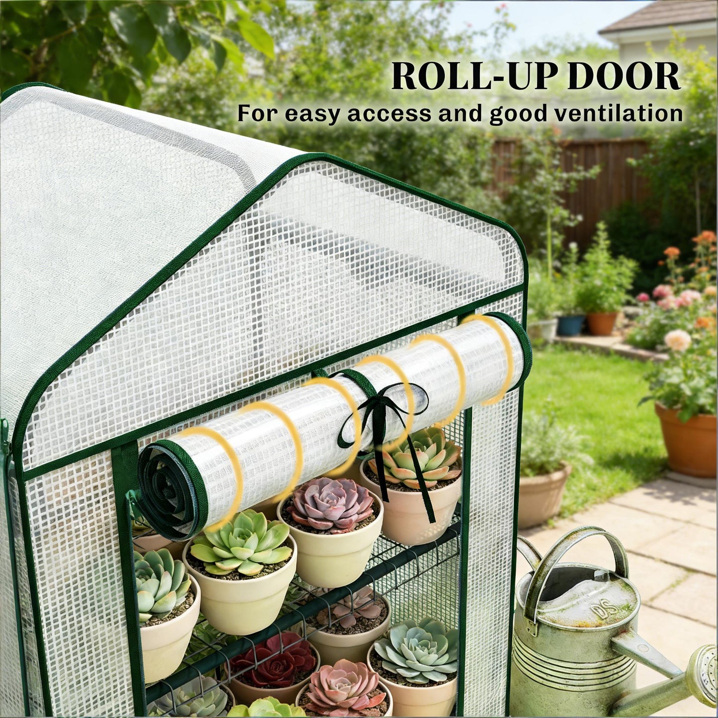 Portable Mini Greenhouse - Dark Green & White, 3-Tier Design