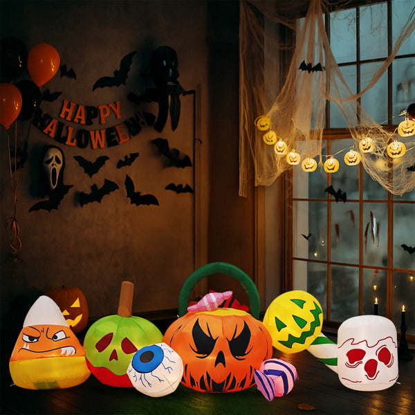 8FT Inflatable Halloween Pumpkin Ghost Decoration with LED Lights