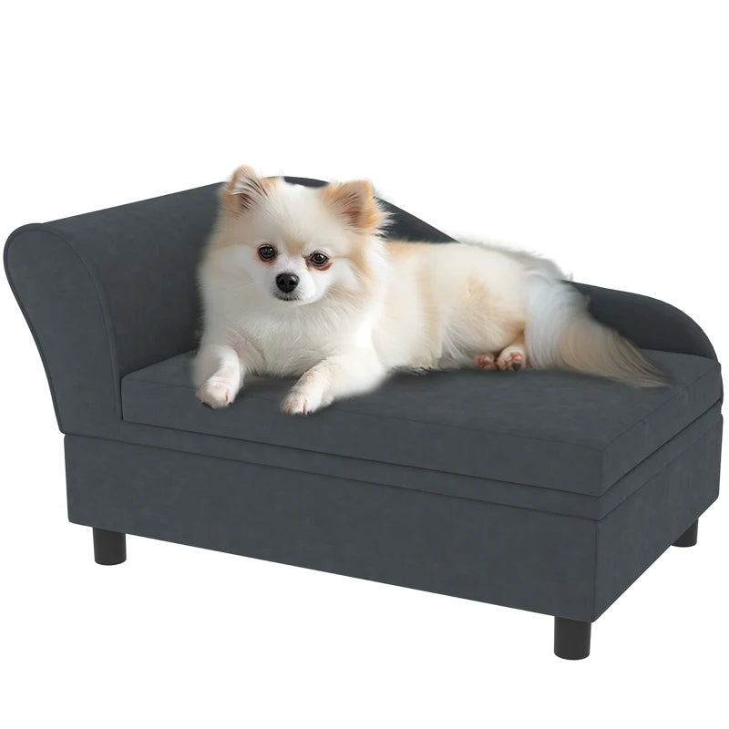 Pet Sofa Bed with Storage for Cats and Small Dogs - Dark Gray