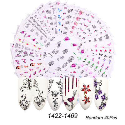 Colorful Butterfly Fruit Lace Nail Watermark Stickers - Assorted Designs