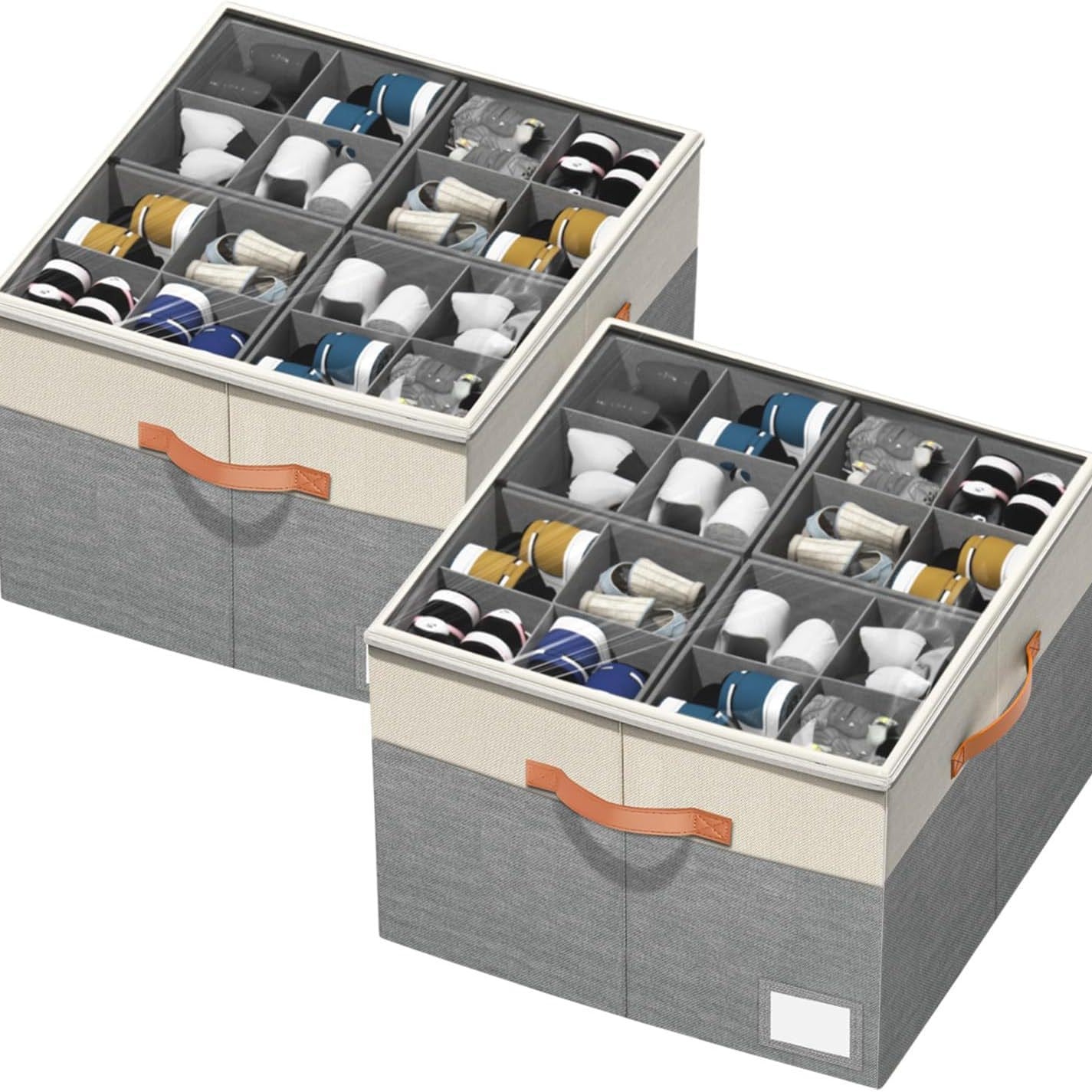 Foldable Transparent Shoe Storage Box with Multi-Functional Fabric Options