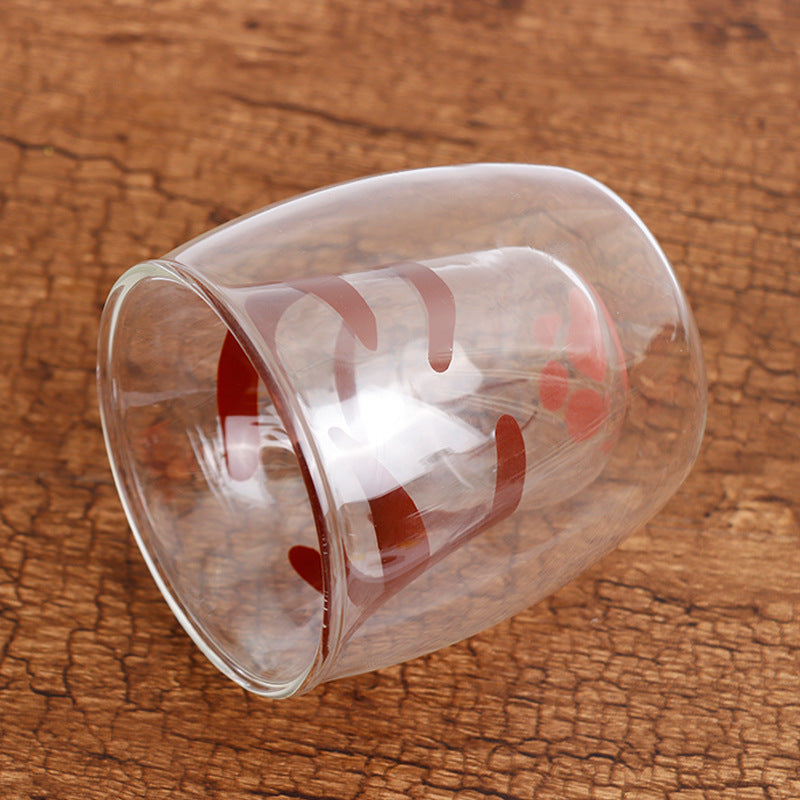 350ml Double Layer Heat-Resistant Borosilicate Glass Cup - Cartoon Style