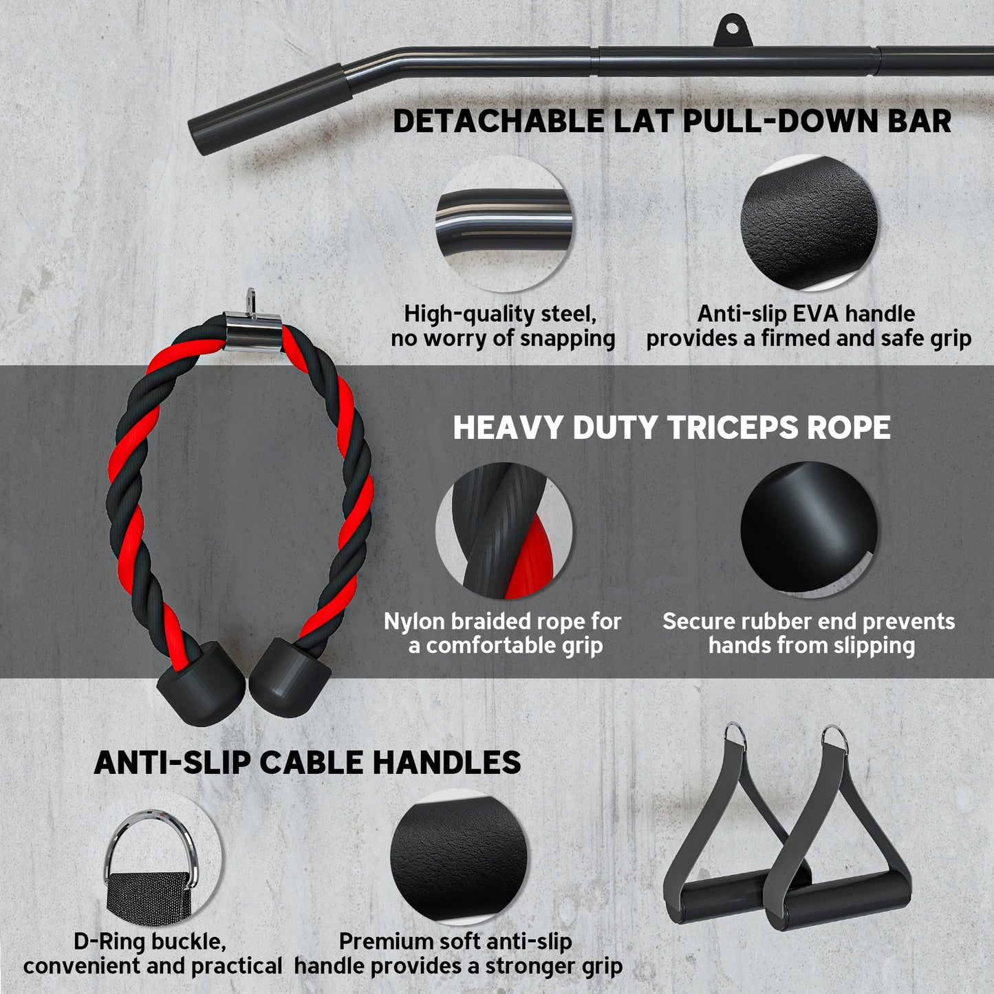 Weight Cable Pulley System for Home Gym - Heavy-Duty Red