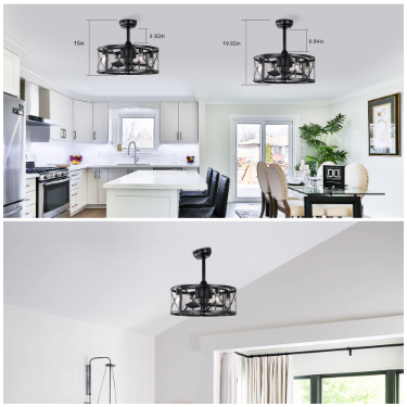 20'' Industrial Ceiling Fan with Remote Control - Matte Black