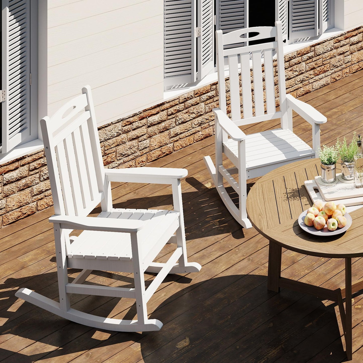 Outdoor Rocking Chair Set of 2 - Oversized HDPE Patio Rockers