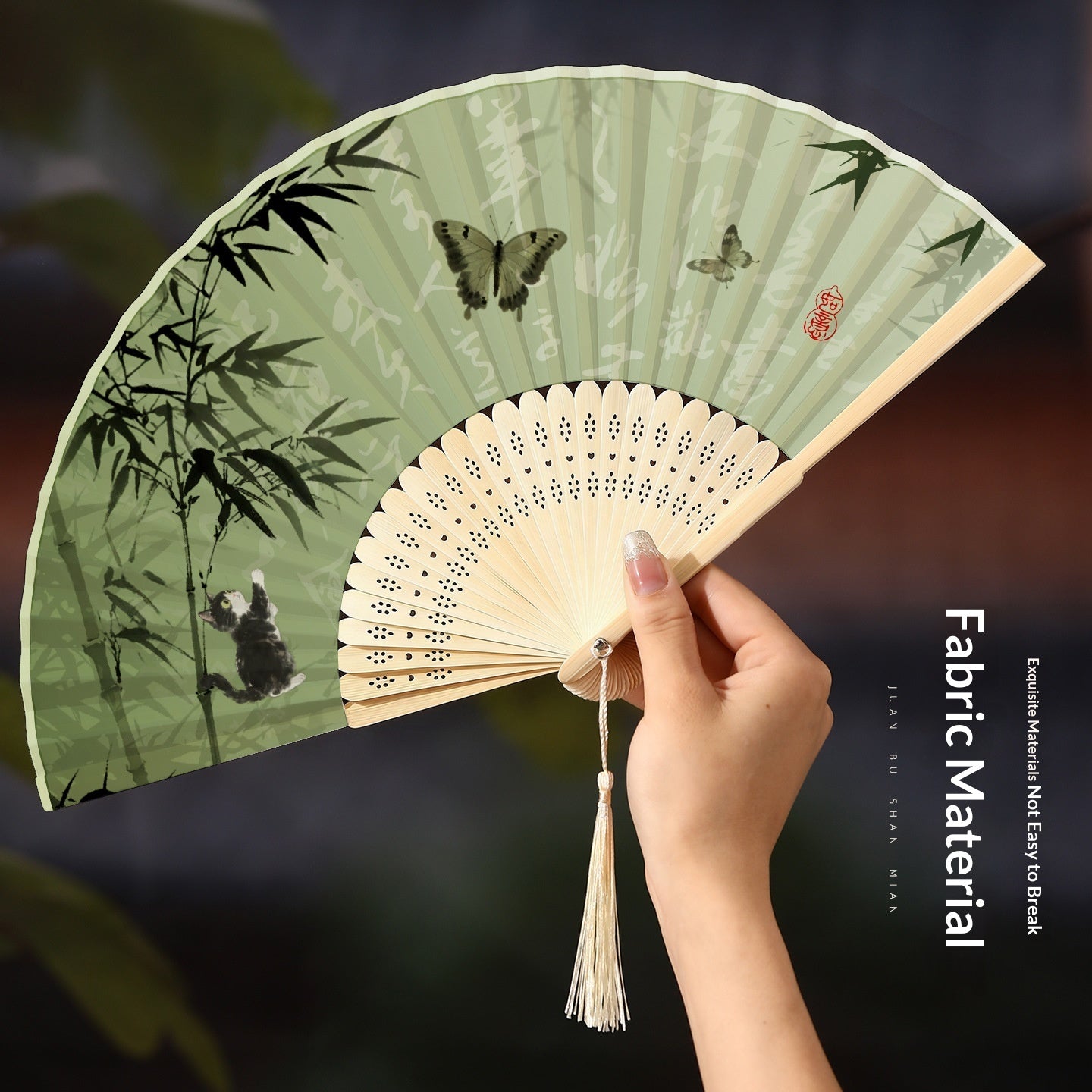Chinese Style Portable Folding Fan - Bamboo Handheld Fan for Home & Garden