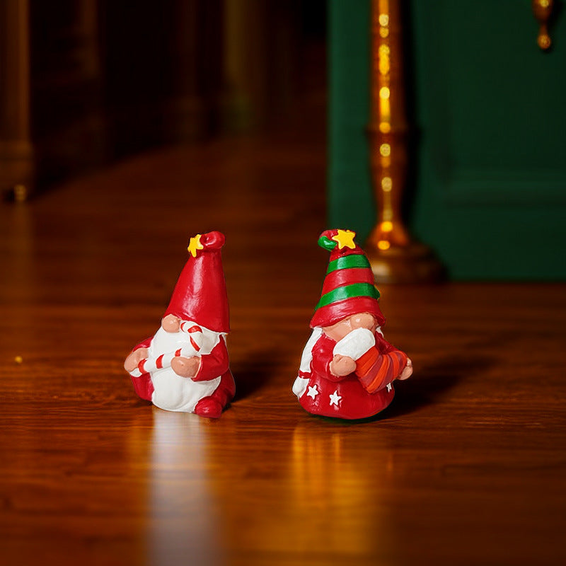 Resin Christmas Ornaments Set - Santa Claus Holiday Decor, Small Decorative Figurines