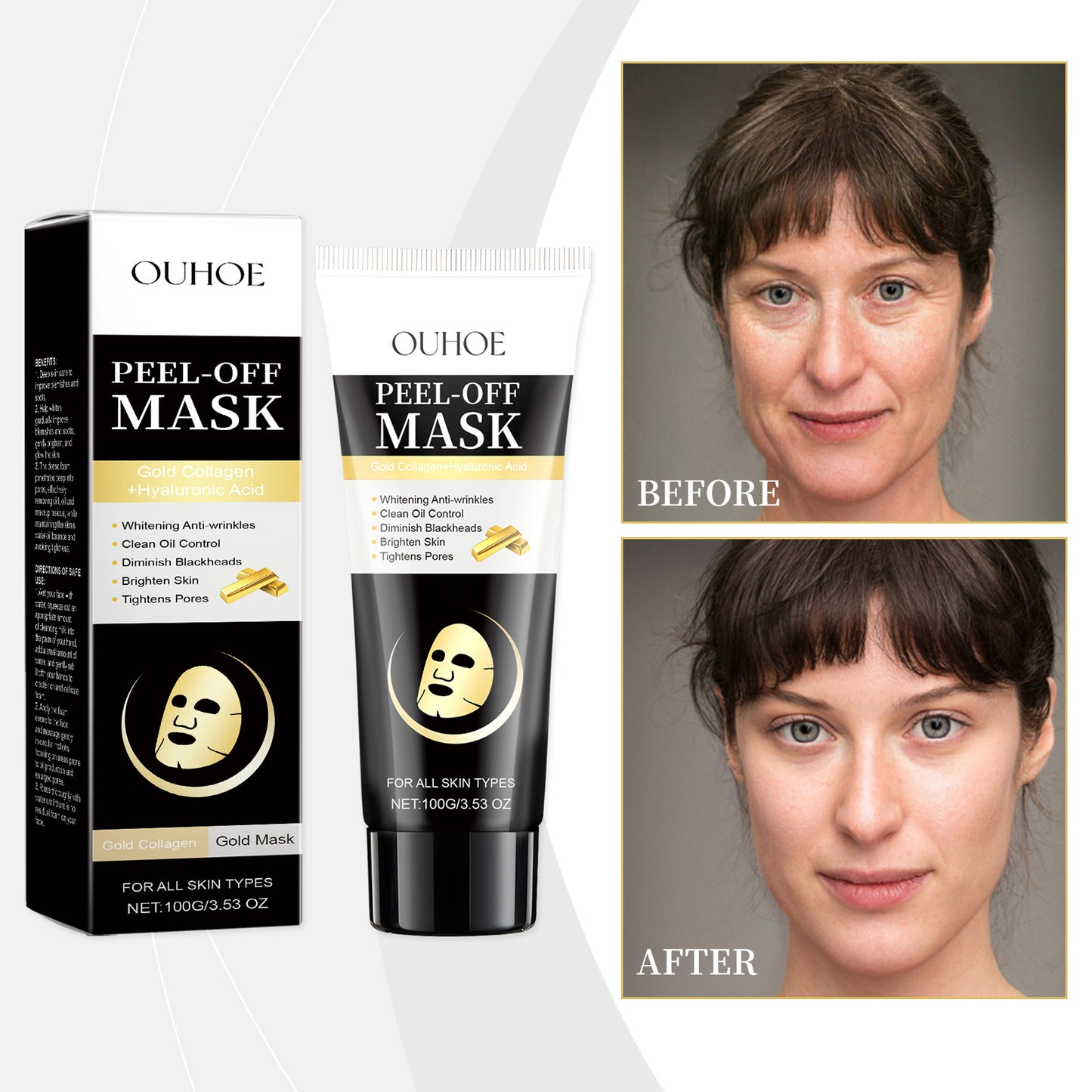Gold Facial Cleansing Mask - Hydrating Vitamin C & Aloe Pore Reducing Mask