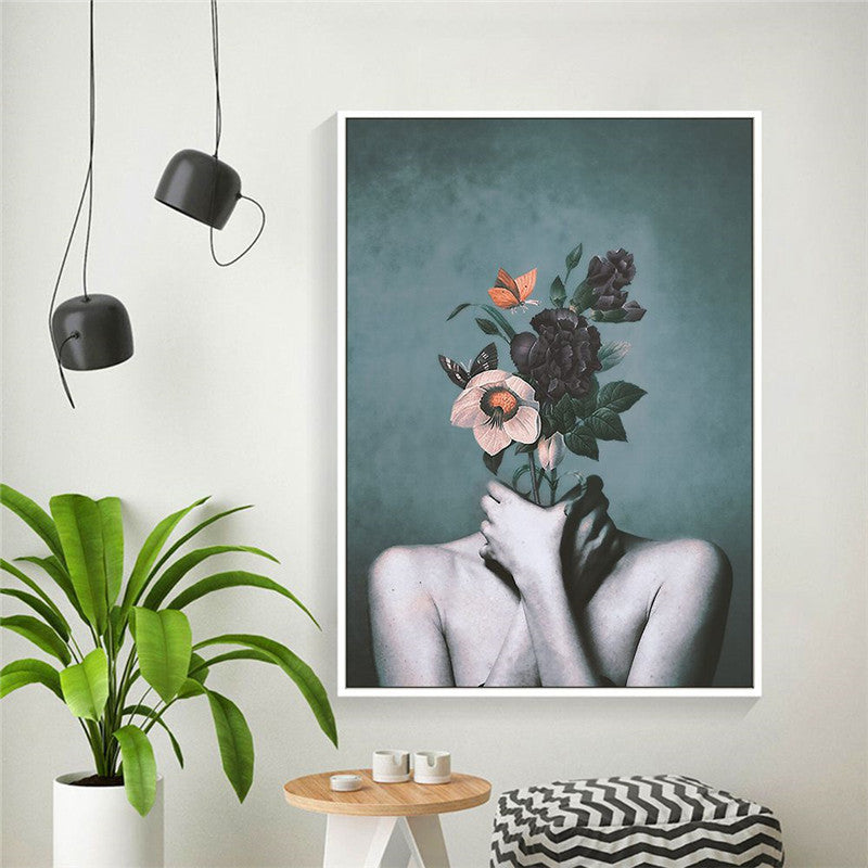 Abstract Floral Canvas Wall Art Poster for Living Room Decor