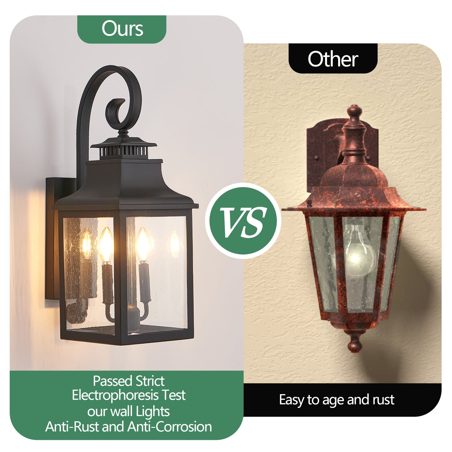 Outdoor Wall Lantern Light - Vintage Black Metal Sconce