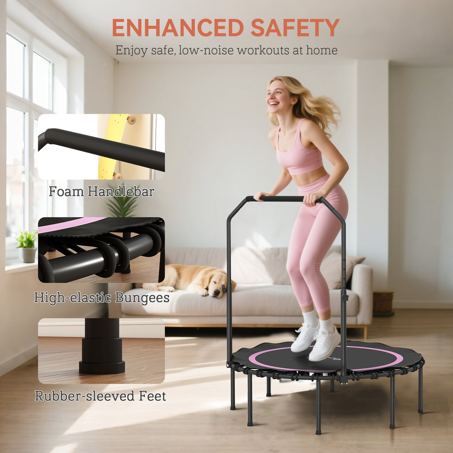 45" Foldable Rebounder Trampoline for Adults - Pink