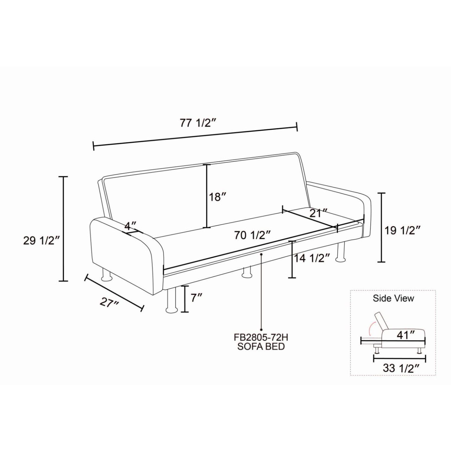 Flannel Sofabed for Living Room - Adjustable Brown Couch