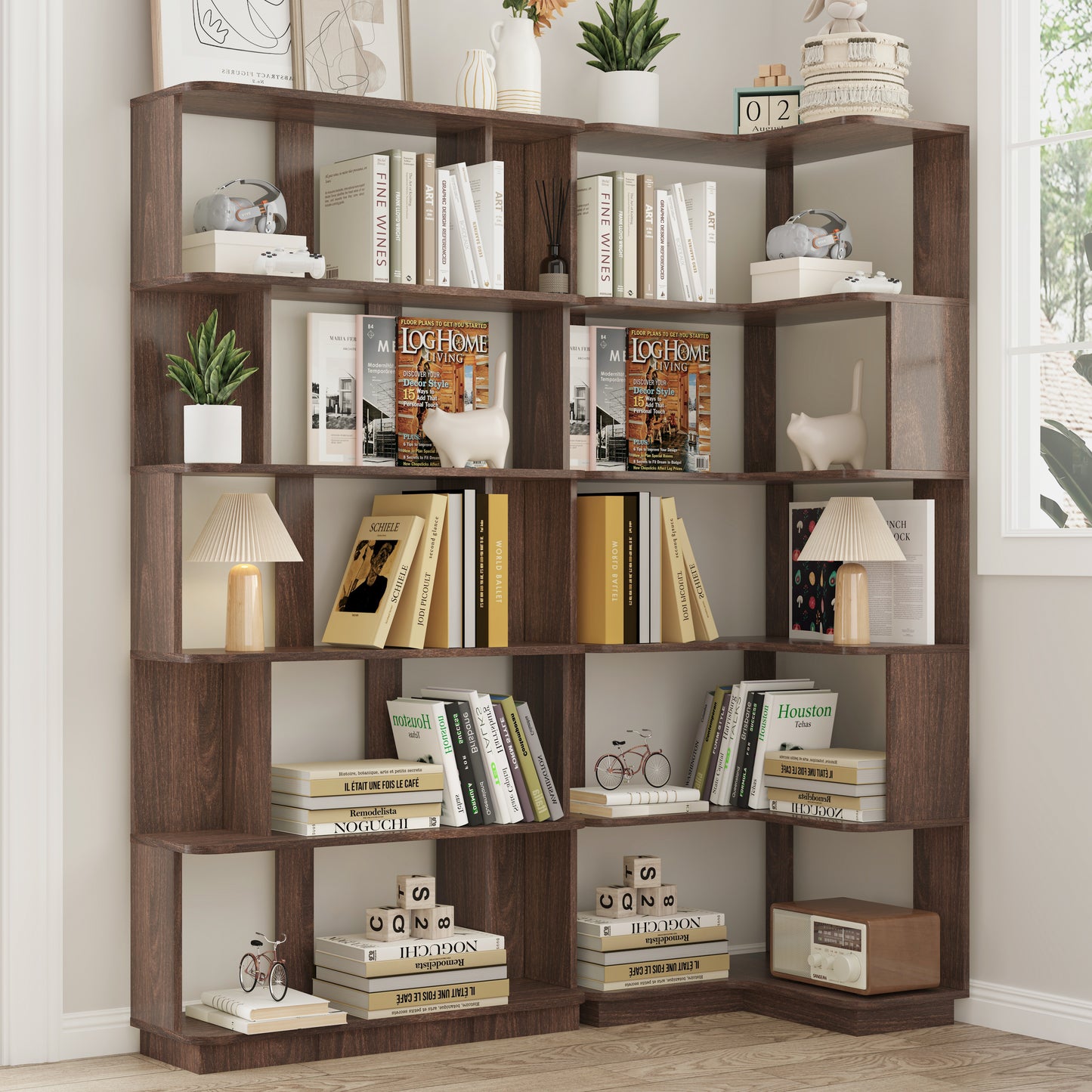 Set Of 2 Free Combination Bookcase Space Saving Corner Bookshelf 55cm