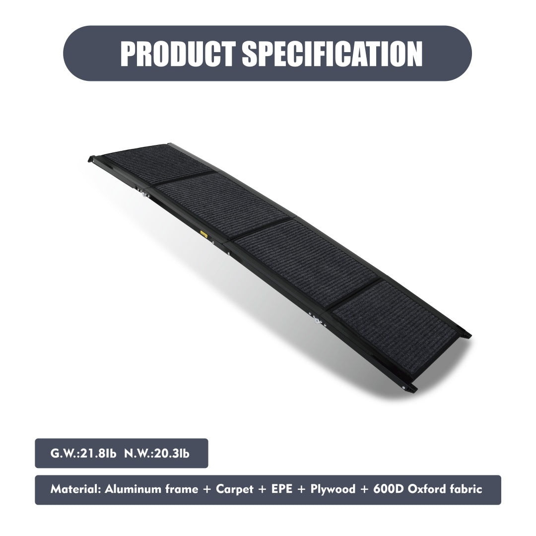 Portable Dog Ramp for Car SUV & Truck - 71 Inch Aluminum Non-Slip Surface, Supports Up to 250 lbs