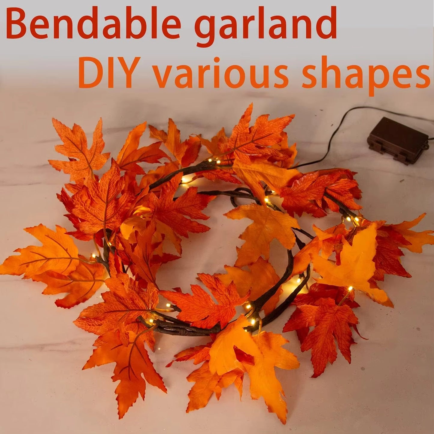Indoor & Outdoor Autumn Leaf String Lights - Waterproof 144 LED Fall Decor for Halloween & Thanksgiving
