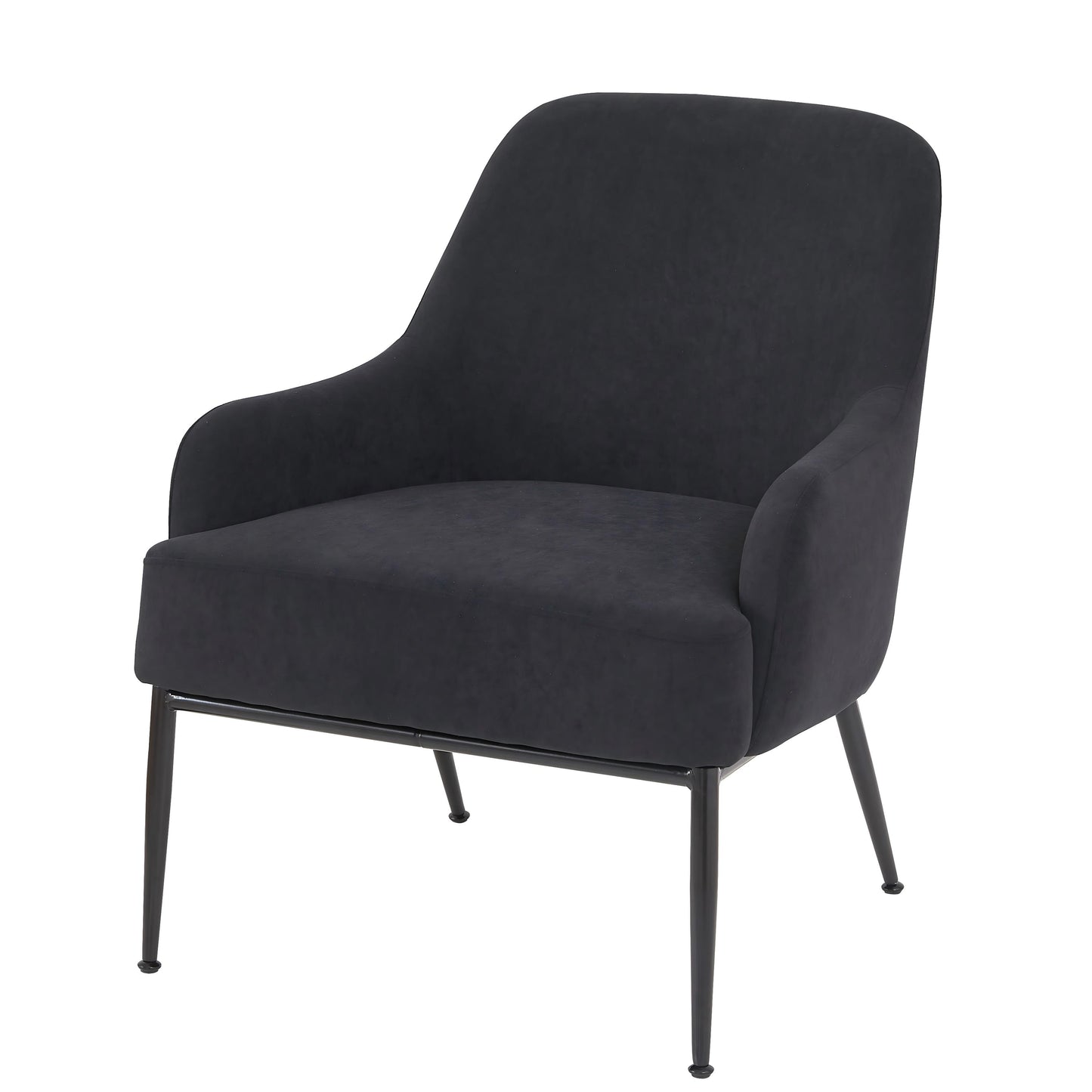 Black Velvet Accent Chair, Modern Upholstered Armchair With Metal