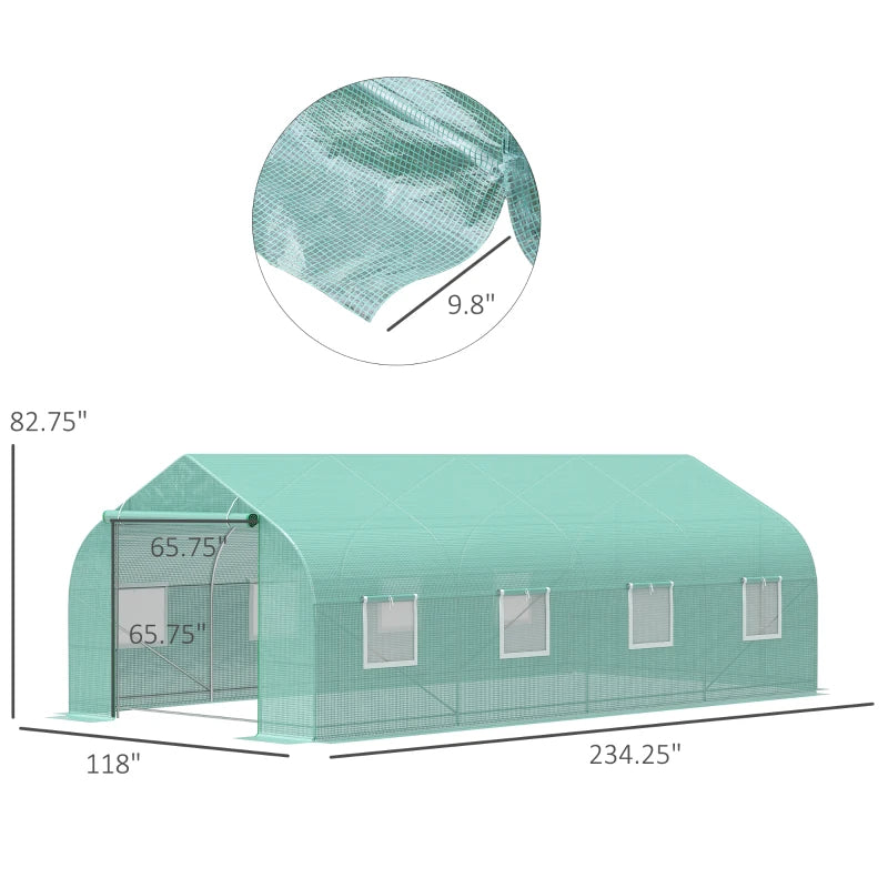 Outdoor Walk-In Greenhouse with Steel Frame & PE Cover - Green
