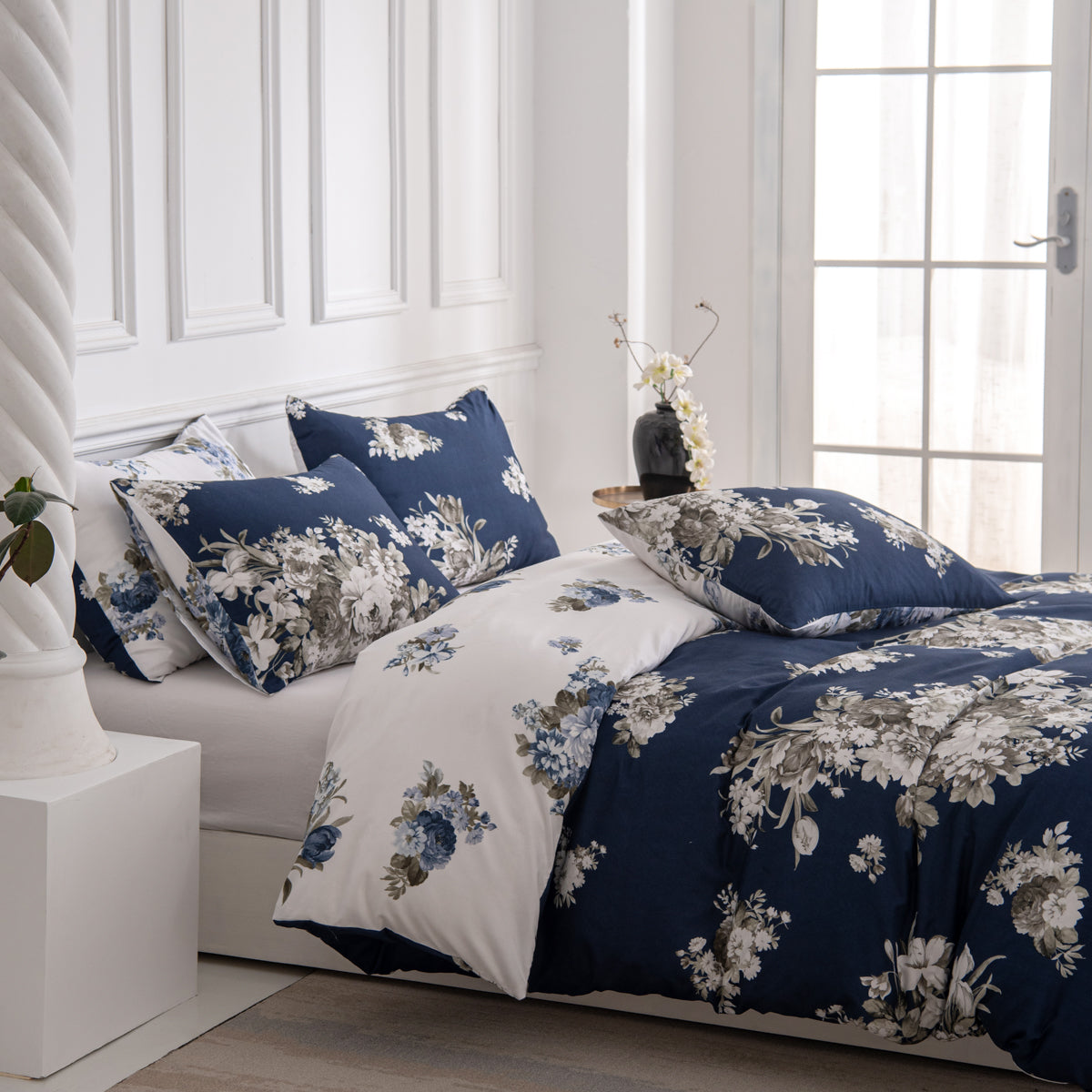Cross Border Floral Print Duvet Cover Set - Elegant Breathable Bedding
