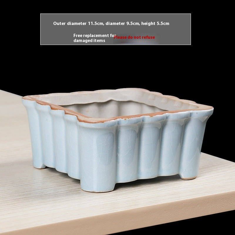 Ceramic Succulent Flowerpot with Ge Kiln Design for Indoor & Outdoor Plants