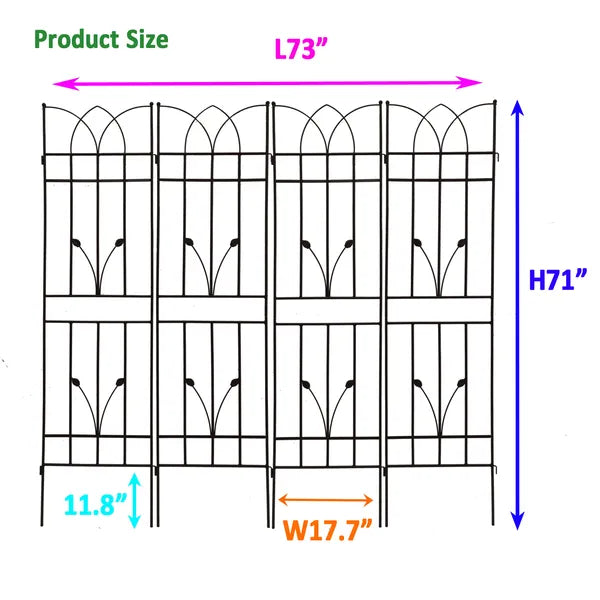 Metal Garden Trellis - 71" x 17.7" Rustproof Climbing Support