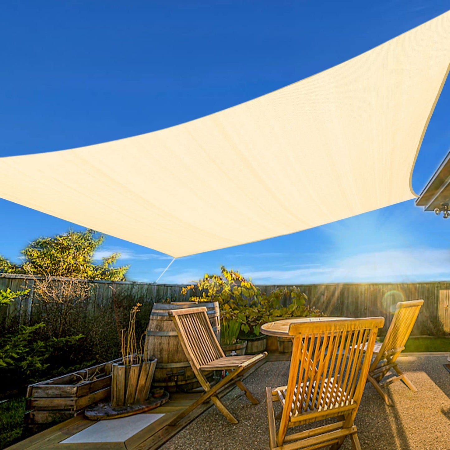 10x13 ft Sunshade Sail with UV Protection - Light Grey, Sand, Rust Red, Dark Grey, Beige, Cream, and More
