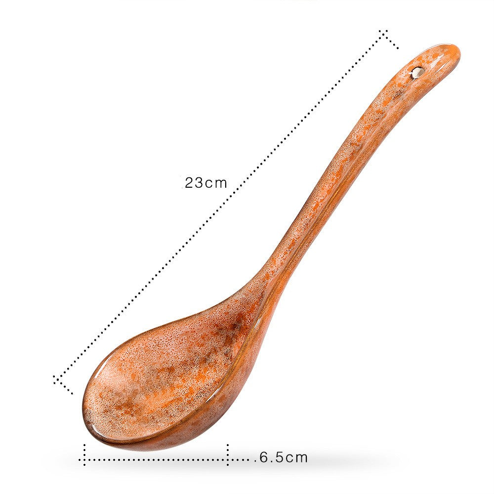 Ceramic Long Handle Spoon Kitchen Utensil Household Cooking Tool