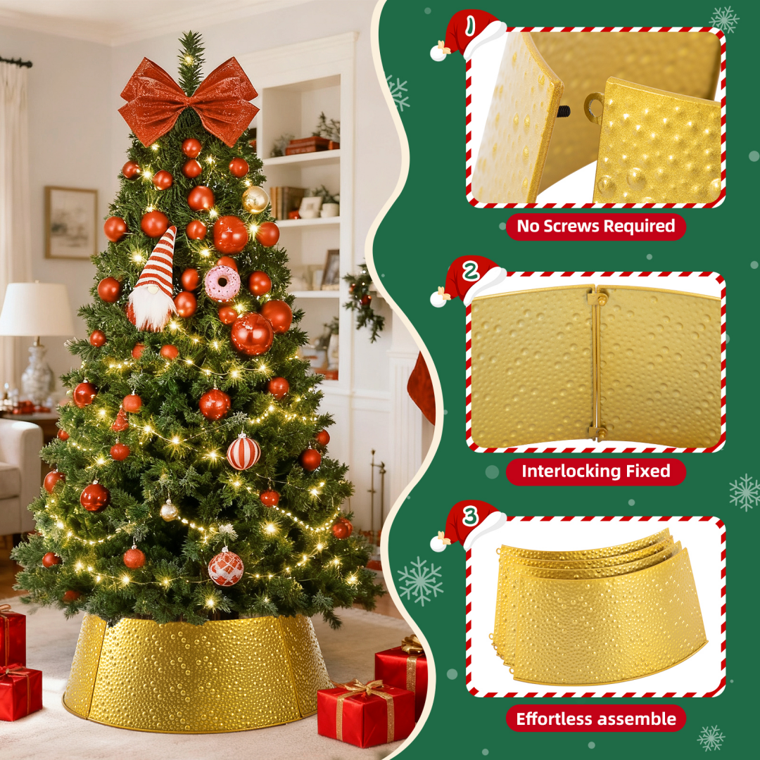 Metal Christmas Tree Collar - Durable Waterproof Tree Base Cover