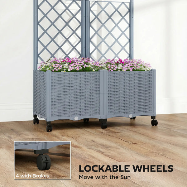 Vertical Plant Stand with Trellis and Self-Watering Feature