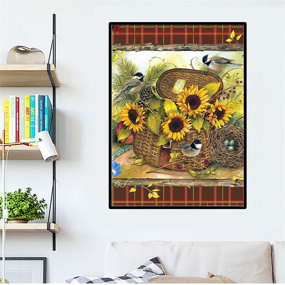 Mosaic Cross Stitch Wall Art Kit - Flower Pattern, Multiple Sizes & Styles