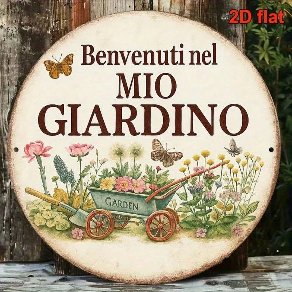 Vintage Welcome to My Garden Sign - 8x8 Inch Aluminum Plaque