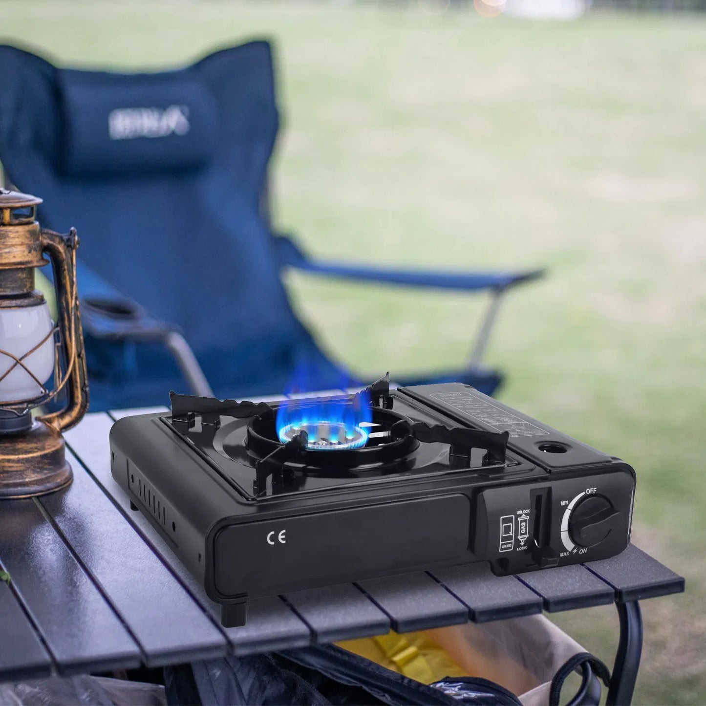 Portable Camping Stove with Piezo Ignition - 8000 BTU Dual Fuel Burner