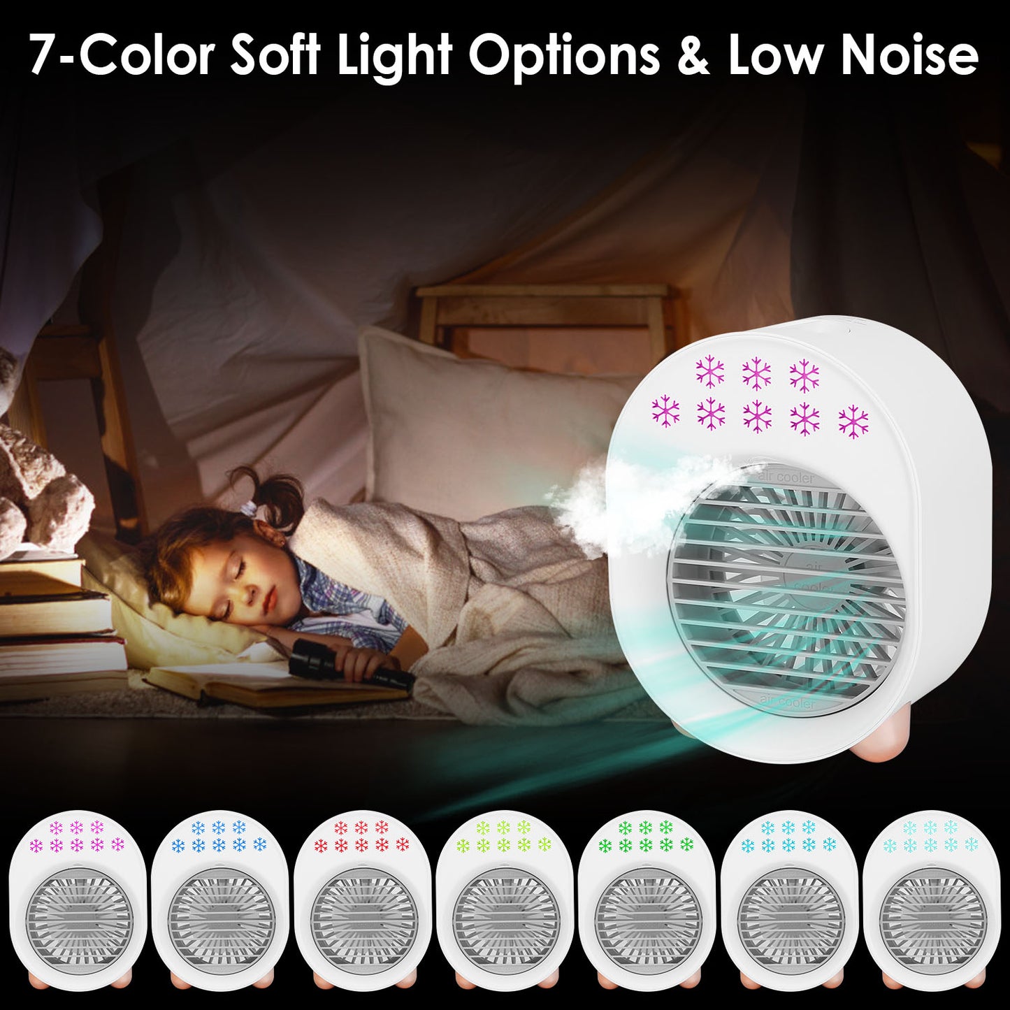 Portable Mini Desktop Air Conditioner Fan with USB Rechargeable Humidifier